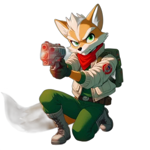 jacket, weapon, staff, animal, pixel art, concept art, 3d render, fantasy art transparent PNG cut-out
