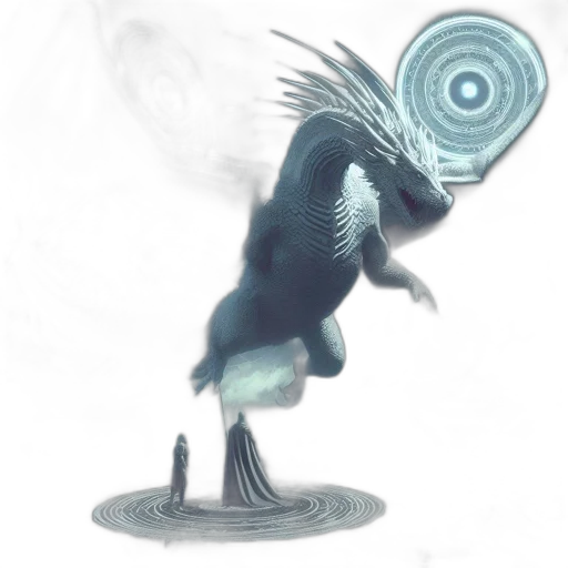 creature, staff, dragon, animal, concept art, fantasy art, 3d render, pixel art transparent PNG cut-out