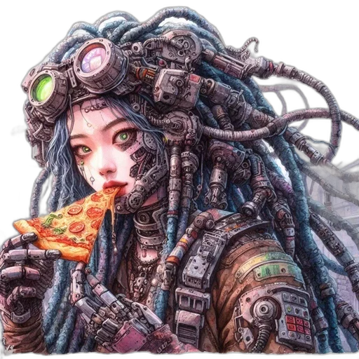 food, robot, face, animal, cyberpunk, fantasy art, concept art, anime transparent PNG cut-out