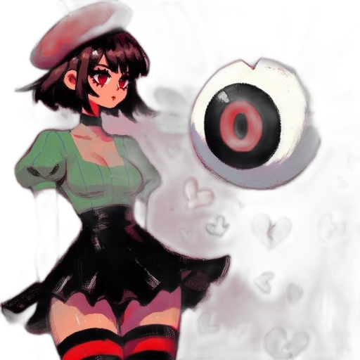hat, dress, weapon, robot, concept art, pixel art, anime, watercolor transparent PNG cut-out