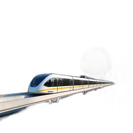 3d render, concept art, photorealistic, modern, monorail, train, traveling, track transparent PNG cut-out