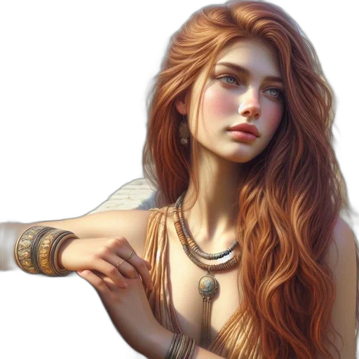 jewelry, face, dress, fantasy art, photorealistic, concept art, oil painting, golden transparent PNG cut-out