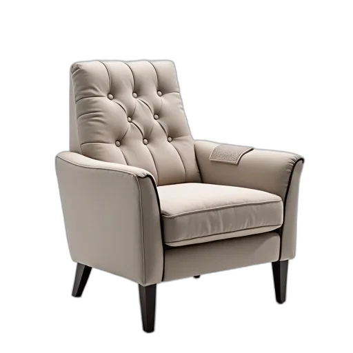 furniture, 3d render, modern, plush, armchair, tufted, backrest, cushioned transparent PNG cut-out