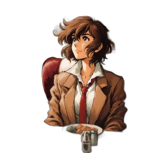 jacket, staff, face, weapon, concept art, pixel art, anime, comic book art transparent PNG cut-out