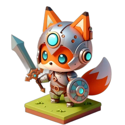 weapon, staff, concept art, 3d render, fantasy art, metallic, armored, fox transparent PNG cut-out