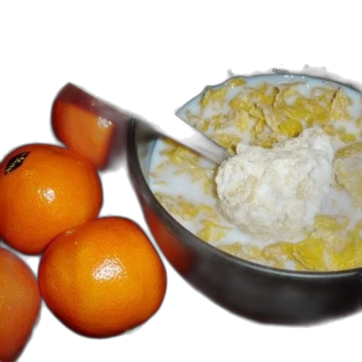 food, photorealistic, bowl, cereal, milk, spoon, surrounded, fresh transparent PNG cut-out