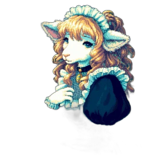staff, hat, dress, jewelry, pixel art, fantasy art, anime, watercolor transparent PNG cut-out
