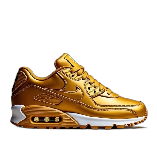 shoes, 3d render, golden, nike transparent PNG cut-out