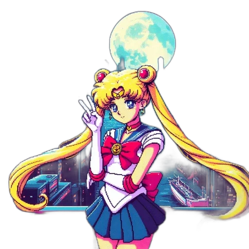 staff, weapon, robot, dress, pixel art, anime, vaporwave, concept art transparent PNG cut-out