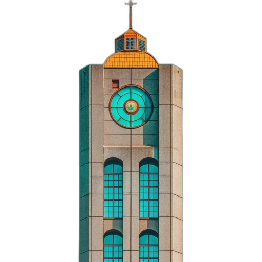 building, 3d render, concept art, pixel art, cartoon, pastel, blue, colorful transparent PNG cut-out