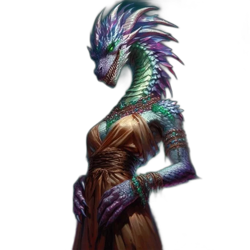 dragon, creature, staff, dress, fantasy art, concept art, pixel art, comic book art transparent PNG cut-out