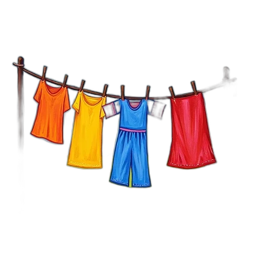 dress, colorful, neon, painting, clothesline, various, colored, clothes transparent PNG cut-out