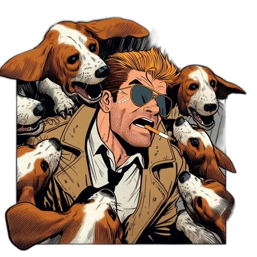 jacket, animal, comic book art, concept art, cartoon, pixel art, distressed, man transparent PNG cut-out