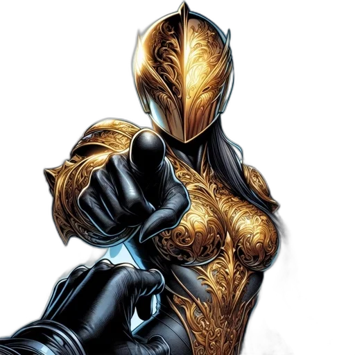 robot, jewelry, mask, comic book art, concept art, golden, majestic, figure transparent PNG cut-out
