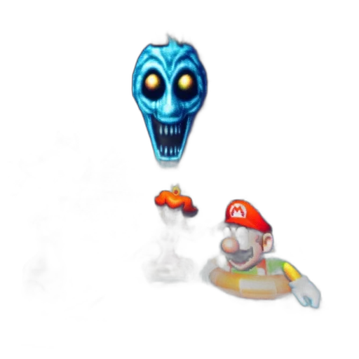 staff, creature, weapon, mask, concept art, 3d render, pixel art, mario transparent PNG cut-out