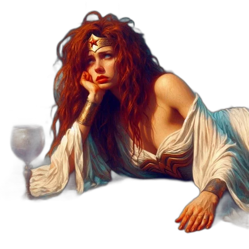 jewelry, fantasy art, concept art, oil painting, photorealistic, fire, beach, woman transparent PNG cut-out