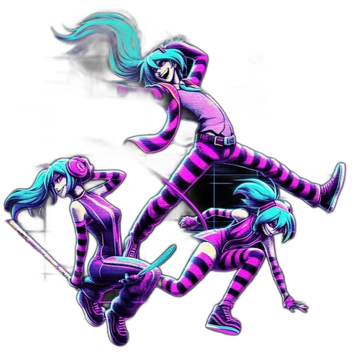 staff, robot, concept art, vaporwave, cyberpunk, comic book art, neon lights, neon transparent PNG cut-out