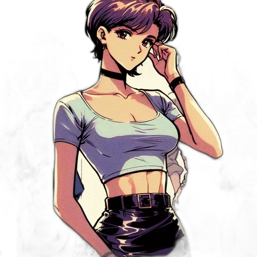 dress, jacket, staff, concept art, comic book art, anime, watercolor, neon lights transparent PNG cut-out