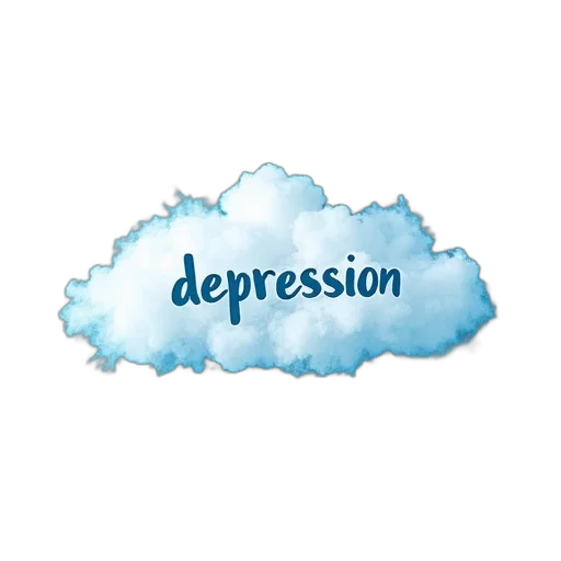 concept art, pixel art, words, depression, cloud, shape, blue, background transparent PNG cut-out