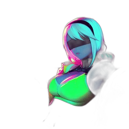 mask, robot, face, jacket, vaporwave, 3d render, concept art, cyberpunk transparent PNG cut-out