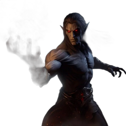 staff, mask, concept art, 3d render, fantasy art, comic book art, fire, dark transparent PNG cut-out