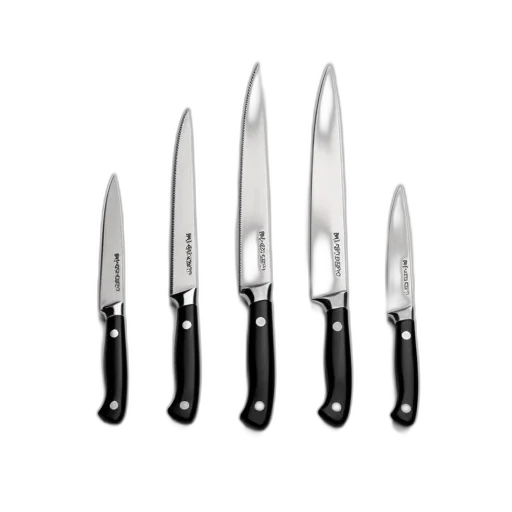 weapon, staff, set, five, stainless, steel, knives, black transparent PNG cut-out