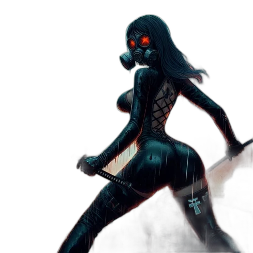 robot, concept art, cyberpunk, fantasy art, comic book art, dark, misty, forest transparent PNG cut-out