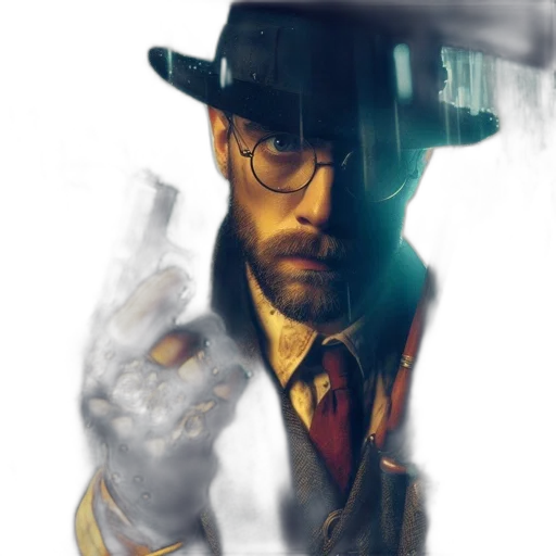 weapon, jacket, staff, robot, concept art, comic book art, cyberpunk, photorealistic transparent PNG cut-out