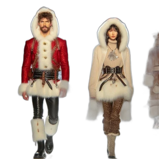 concept art, 3d render, two, models, donning, reindeer, antlers, walk transparent PNG cut-out