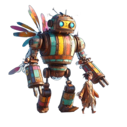 robot, weapon, creature, staff, concept art, 3d render, pixel art, fantasy art transparent PNG cut-out
