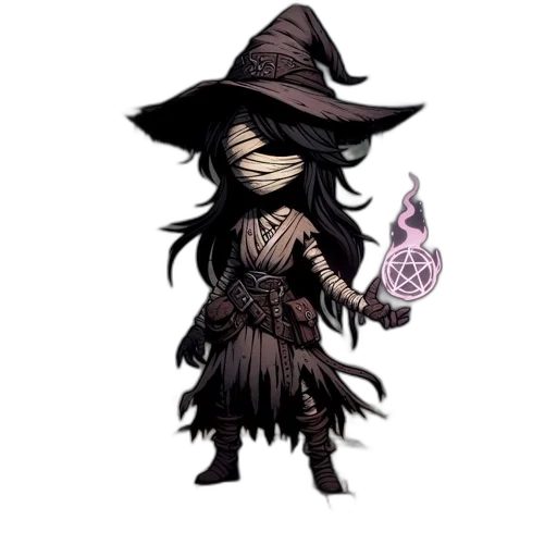staff, mask, hat, dress, pixel art, concept art, fantasy art, comic book art transparent PNG cut-out