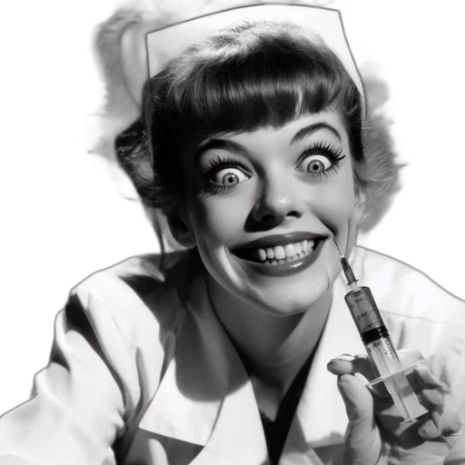 staff, smiling, woman, exaggerated, wide, eyes, dresses, nurse transparent PNG cut-out