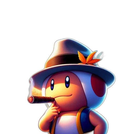 hat, staff, animal, weapon, pixel art, concept art, 3d render, vaporwave transparent PNG cut-out