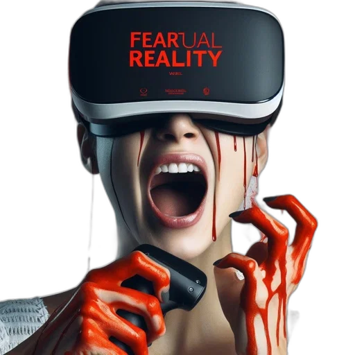 concept art, cyberpunk, person, wearing, virtual, reality, headset, screams transparent PNG cut-out