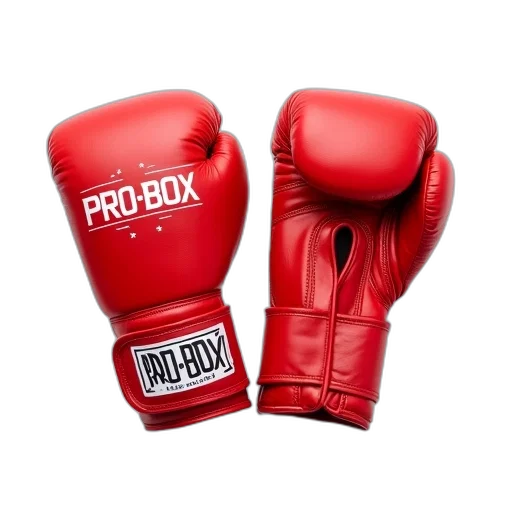 pair, red, boxing, gloves, word, pro-box, left, glove transparent PNG cut-out