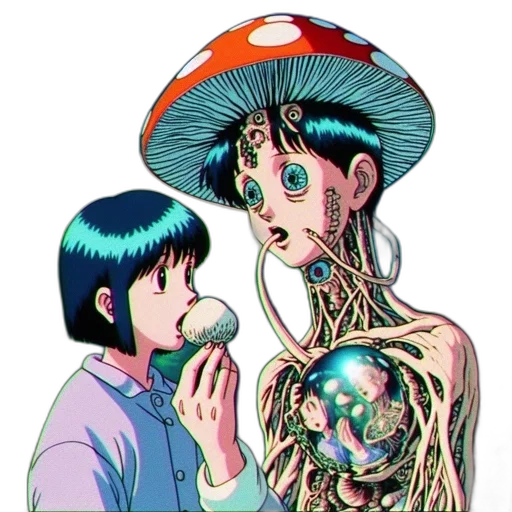 mask, robot, creature, face, vaporwave, comic book art, cyberpunk, anime transparent PNG cut-out