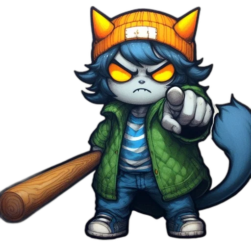 staff, weapon, hat, jacket, pixel art, concept art, 3d render, cartoon transparent PNG cut-out