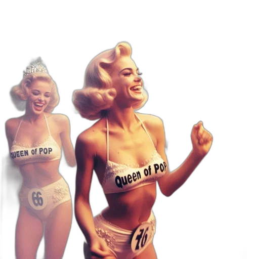 concept art, 3d render, comic book art, photorealistic, three, queens, pop, smile transparent PNG cut-out