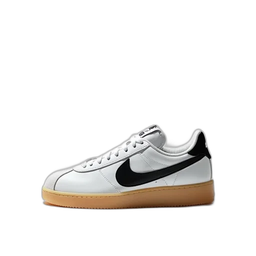 shoes, white, sneaker, black, swoosh, logo, side, displayed transparent PNG cut-out