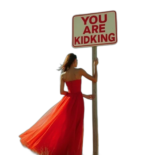 dress, staff, woman, wearing, red, holds, kite, front transparent PNG cut-out