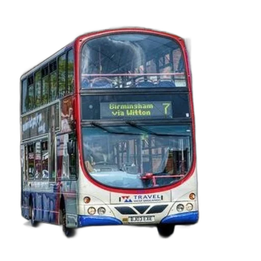 photorealistic, concept art, 3d render, oil painting, city street, double-decker, bus, birmingham transparent PNG cut-out