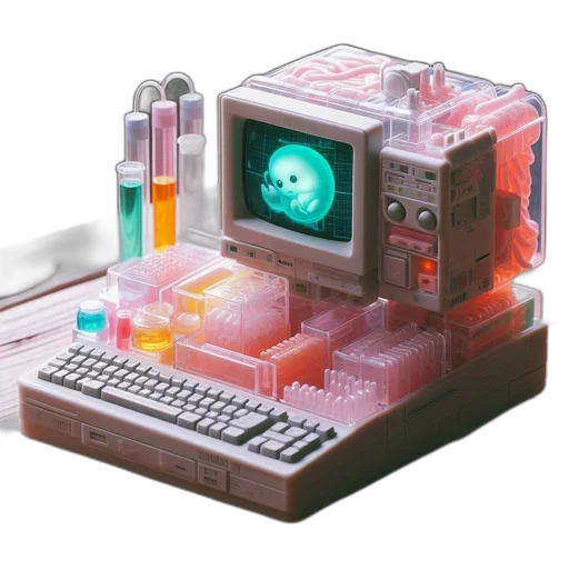 robot, weapon, staff, cyberpunk, vaporwave, pixel art, 3d render, outer space transparent PNG cut-out