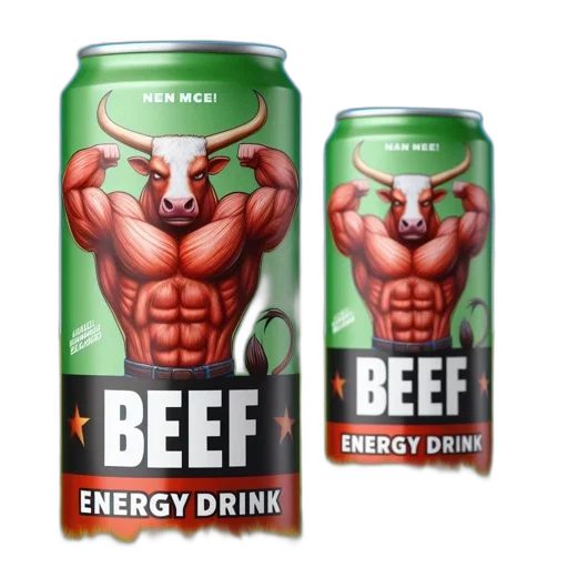 food, animal, concept art, 3d render, two, cans, beef, energy transparent PNG cut-out