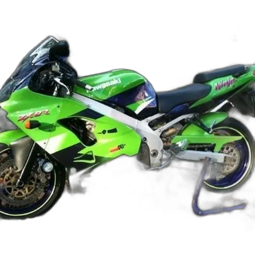 3d render, photorealistic, concept art, green, kawasaki, ninja, motorcycle, parked transparent PNG cut-out