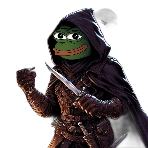 weapon, dragon, frog-rogue, knives, mischievous, expression, stands, medieval transparent PNG cut-out