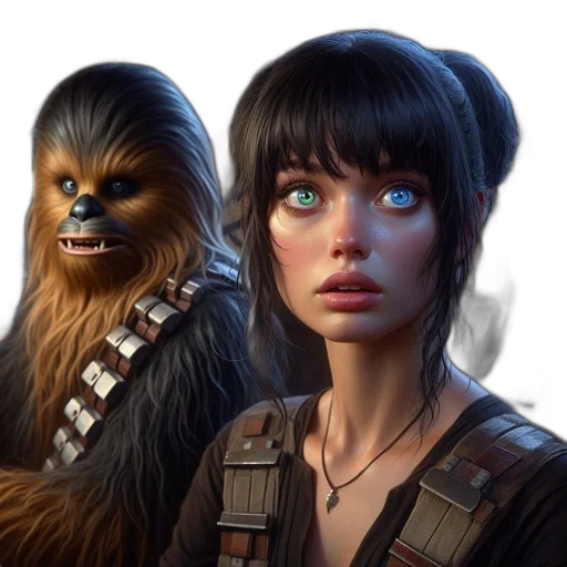 concept art, fantasy art, photorealistic, comic book art, wookiee, female, character, sit transparent PNG cut-out