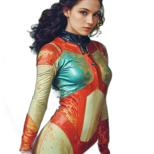 dress, jacket, robot, comic book art, fantasy art, concept art, photorealistic, outer space transparent PNG cut-out