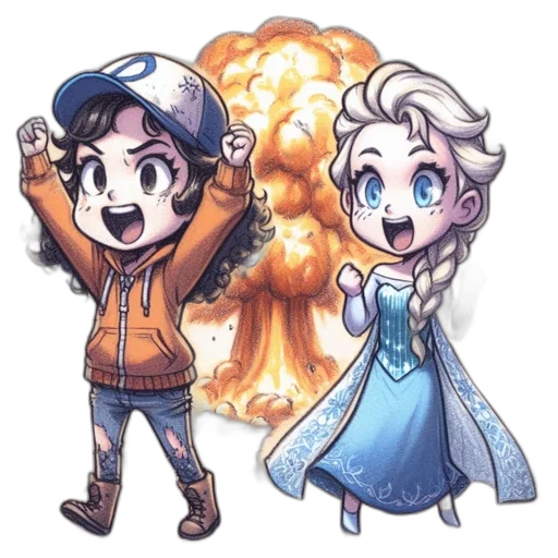 pixel art, anime, concept art, comic book art, fire, outer space, blue, two transparent PNG cut-out