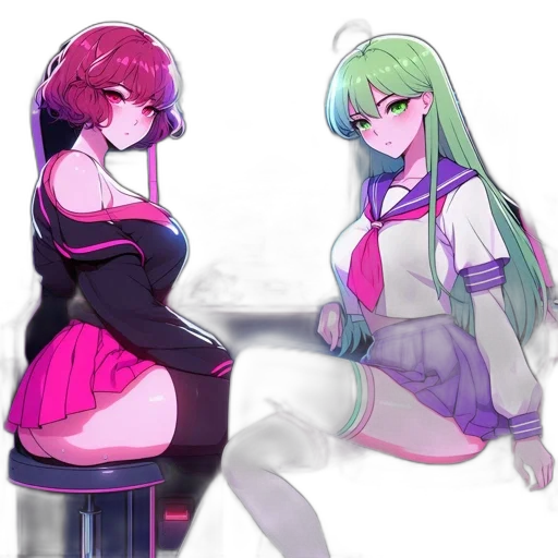 dress, anime, concept art, cyberpunk, vaporwave, neon lights, fire, outer space transparent PNG cut-out