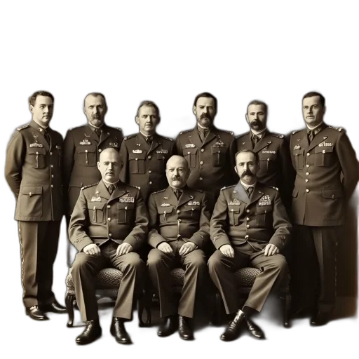 staff, crown, face, jacket, concept art, photorealistic, sepia-toned, photograph transparent PNG cut-out